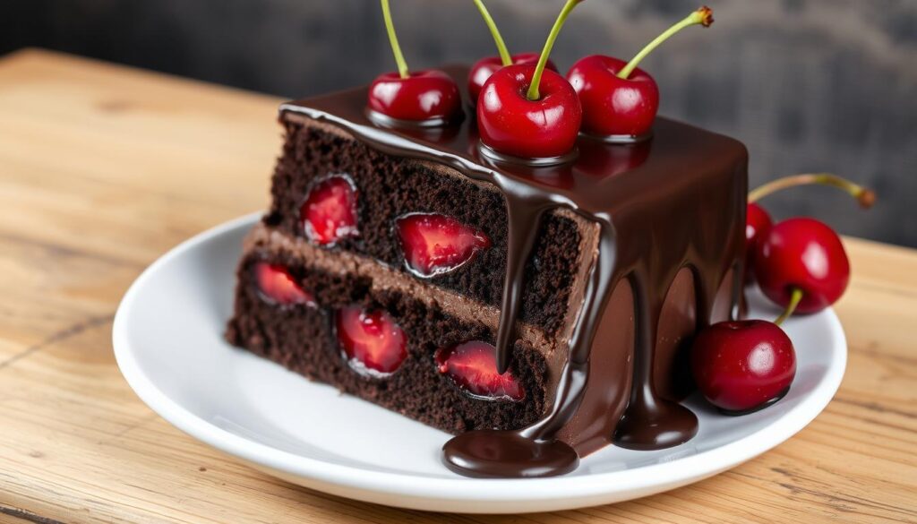 Chocolate Cherry Cake Slice