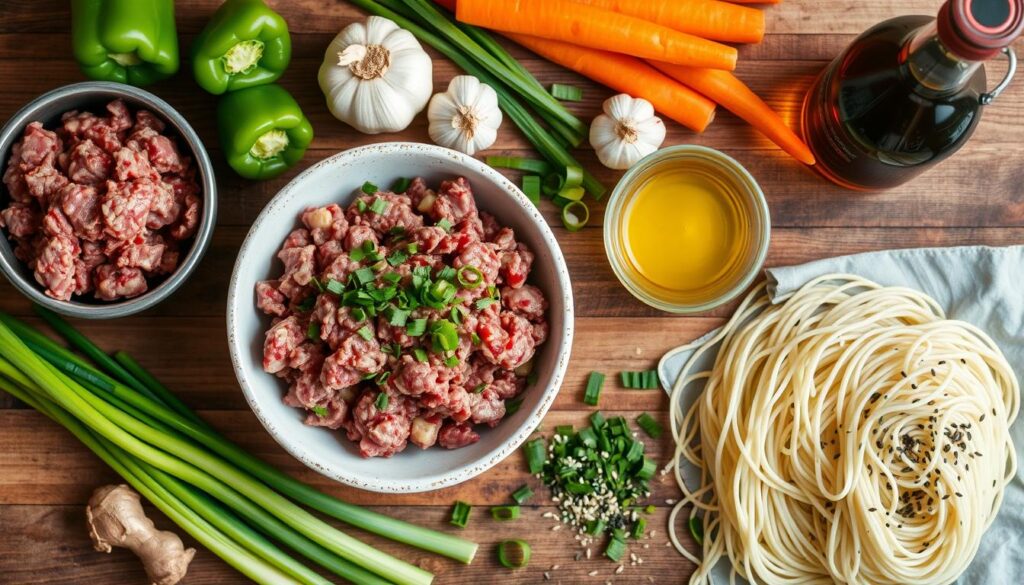 Ground Beef Noodle Stir Fry Ingredients