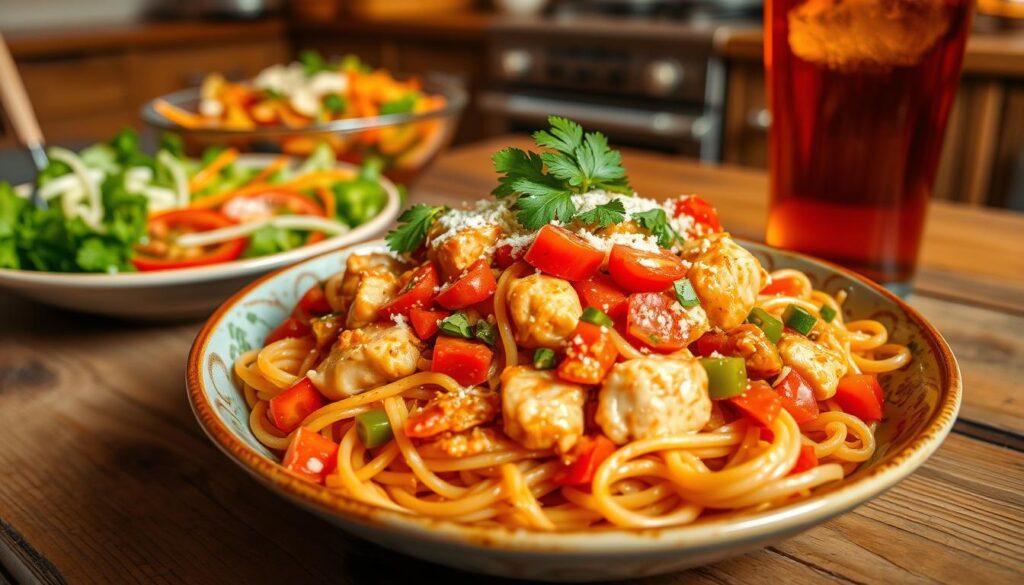 Southwestern Chicken Spaghetti with Rotel Tomatoes